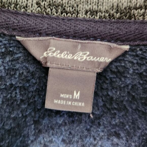Eddie Bauer Mens Medium Radiator Fleece 1/4 Zip Pullover Sweater Blue - Picture 4 of 9